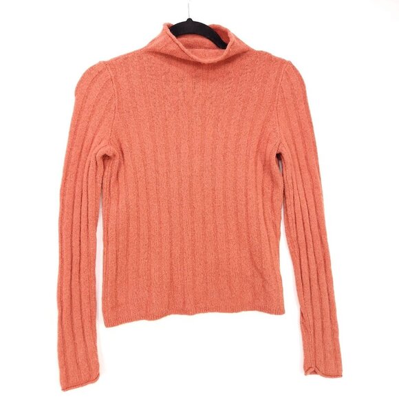 Madewell Merino Wool Alpaca Blend Mock Neck Pullover Sweater Size XXS Orange - Picture 1 of 10